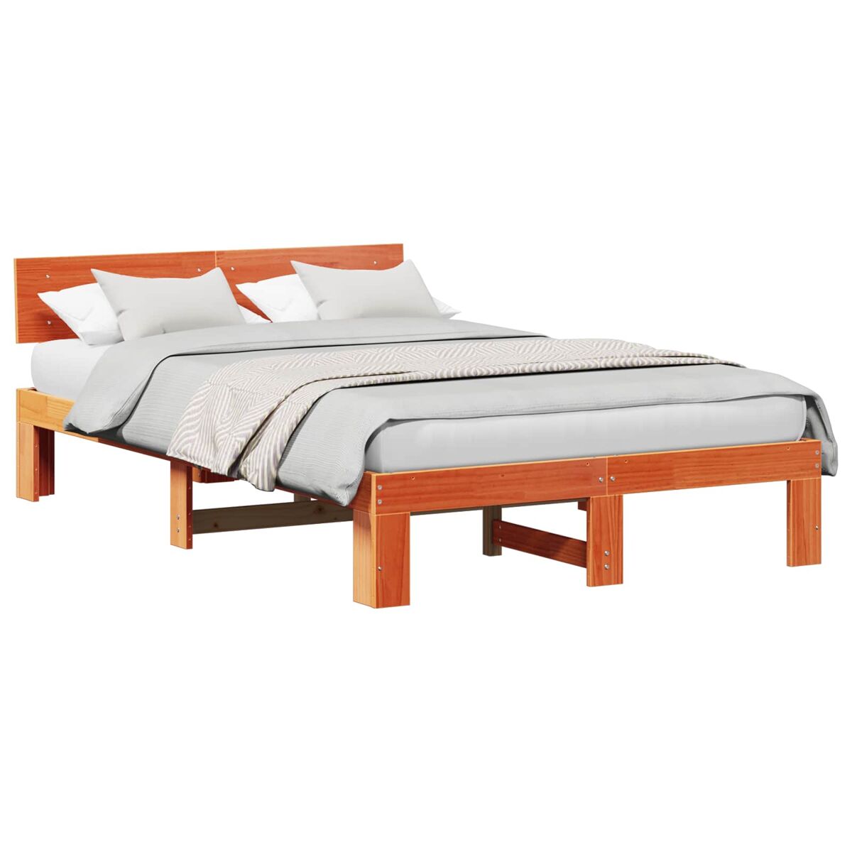 Estructura de cama matrimonial comodidad con cabecera - marrón cera 120 x 190 cm