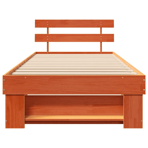 Estrutura de cama de solteiro moderno com cabeceira - Marrom Cera 75 x 190 cm