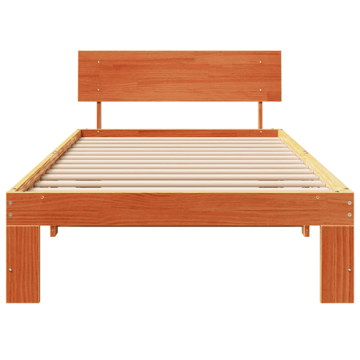 Estrutura de cama de solteiro moderno com cabeceira - Marrom Cera 90 x 200 cm