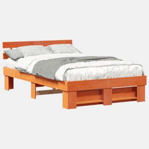 Estrutura de cama de casal simple com cabeceira - Marrom Cera 120 x 190 cm