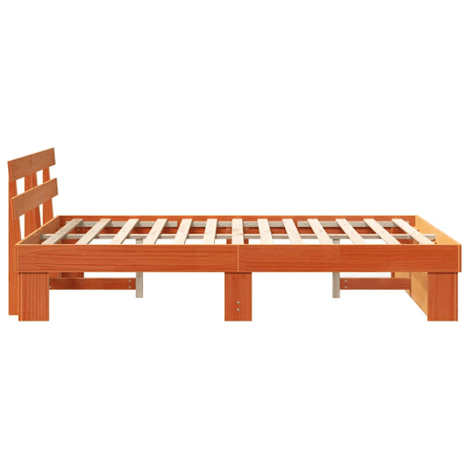 Estrutura de cama de casal simple com cabeceira - Marrom Cera 120 x 190 cm