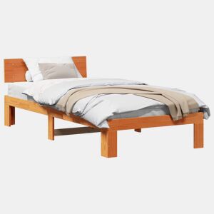 Estrutura de cama de solteiro moderno com cabeceira - Marrom Cera 75 x 190 cm