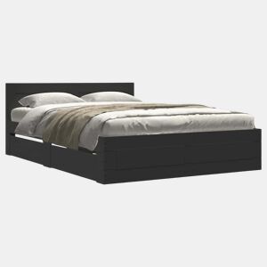 Estrutura Cama de casal para adultos c cabeceira sem colchão 140x200 cm preto
