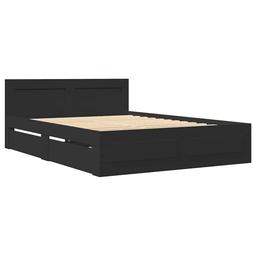 Estrutura Cama de casal para adultos c cabeceira sem colchão 140x200 cm preto