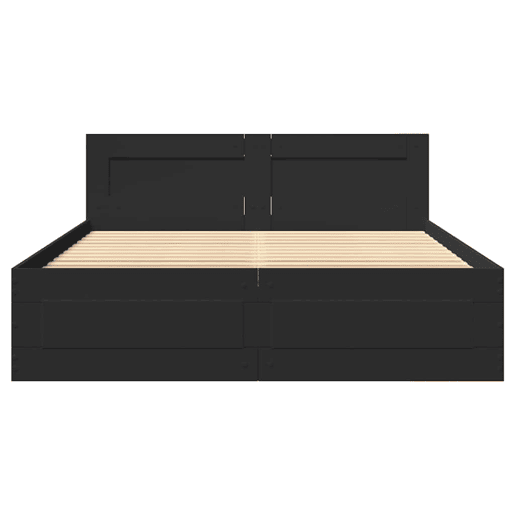 Estrutura Cama de casal para adultos c cabeceira sem colchão 140x200 cm preto