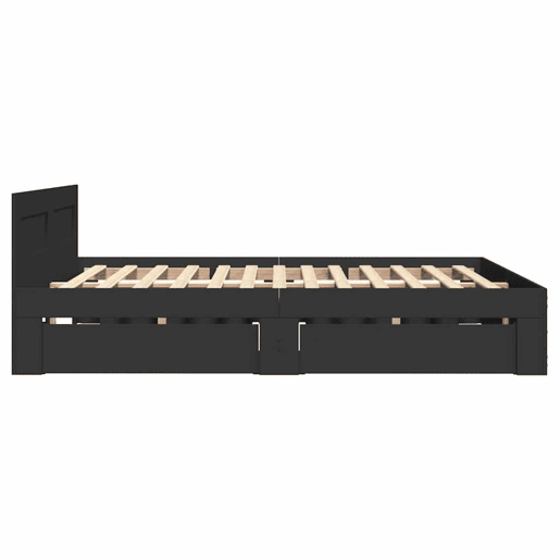 Estrutura Cama de casal para adultos c cabeceira sem colchão 140x200 cm preto
