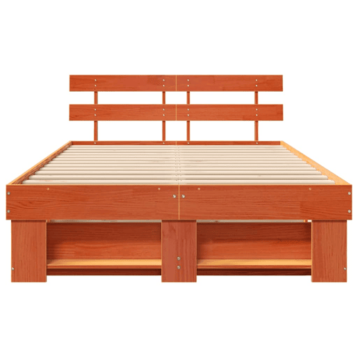 Estrutura de cama de casal simple com cabeceira - Marrom Cera 135 x 190 cm