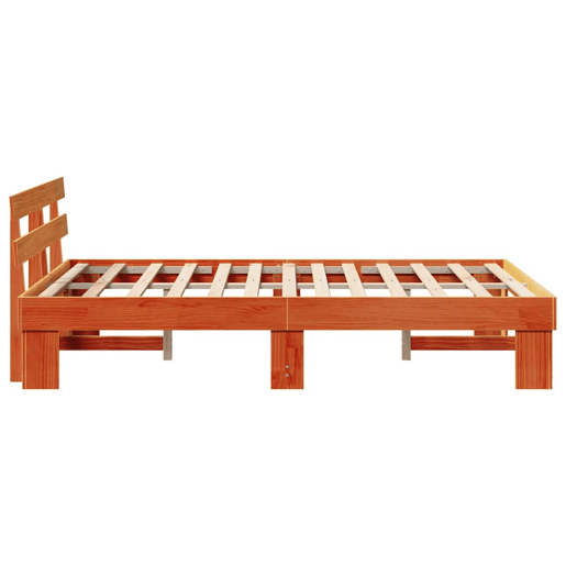 Estrutura de cama de casal simple com cabeceira - Marrom Cera 135 x 190 cm