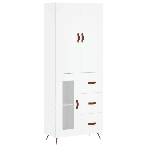 Armário alto - Bufete - Móvel de apoio 69,5x34x180 cm derivados de madeira branco pt660