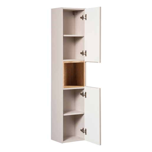 Conjunto móvel sob-lavatório 80cm e coluna Riva Caxemira e Madeira