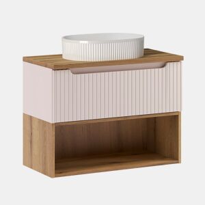 Móvel lavatório simples 80cm Riva Caxemira e Madeira