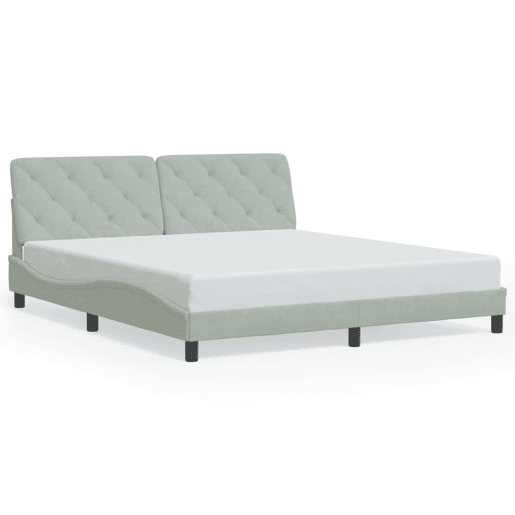 Estrutura de Cama de casal moderno com LED sem colchão 180x200 cm veludo cinzento-claro