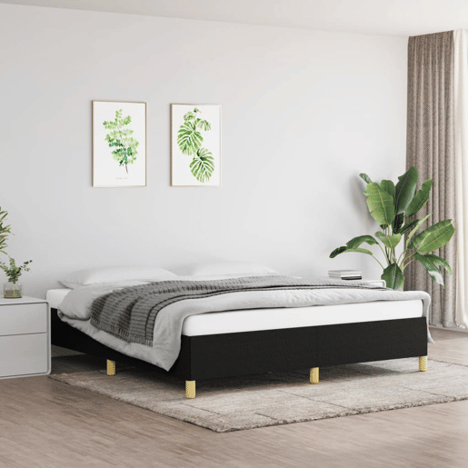 Estrutura de Cama de casal moderno com molas 160x200 cm tecido preto