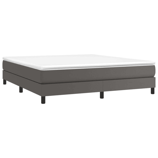 Estrutura de Cama de casal moderno com molas 180x200 cm couro artificial cinzento