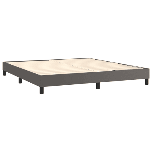 Estrutura de Cama de casal moderno com molas 180x200 cm couro artificial cinzento