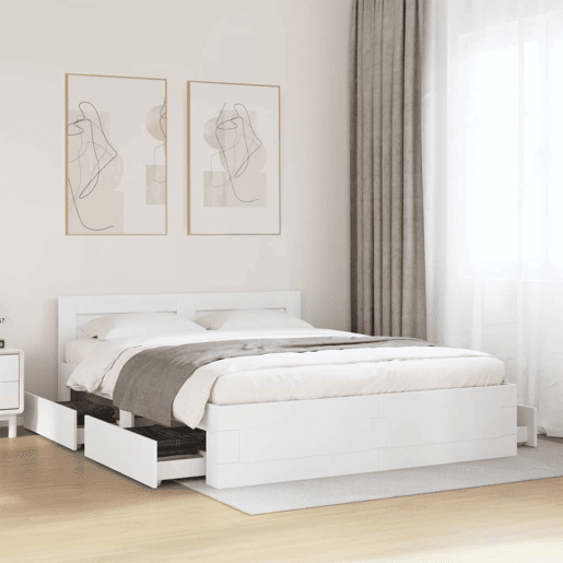 Estrutura De Cama Dupla para adultos c cabeceira - 160x200 cm branco