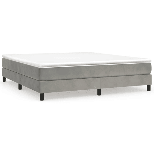 Estrutura de Cama de casal moderno com molas 160x200 cm veludo cinzento-claro