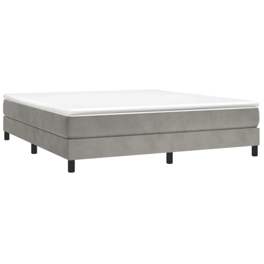 Estrutura de Cama de casal moderno com molas 160x200 cm veludo cinzento-claro