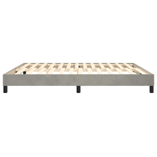 Estrutura de Cama de casal moderno com molas 160x200 cm veludo cinzento-claro