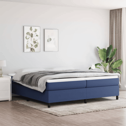 Estrutura de Cama de casal moderno com molas 200x200 cm tecido azul
