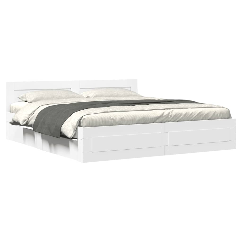 Estructura de cama doble matrimonial con cabecero - blanco 200x200 cm
