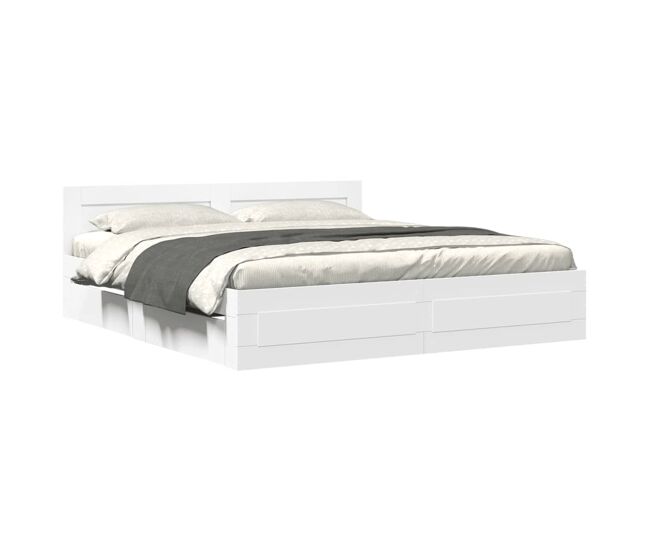 Estructura de cama doble matrimonial con cabecero - blanco 200x200 cm