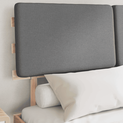 Estrutura de Cama de casal moderno com Cabeceira Estofada Cinzento-claro