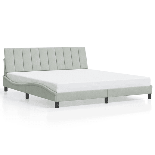 Estrutura de cama de casal moderno com LED - 180x200 cm veludo cinzento-claro