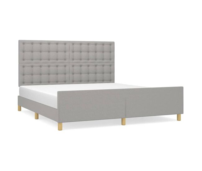 Estructura de cama matrimonial estilo con cabecero gris claro tela 180x200 cm