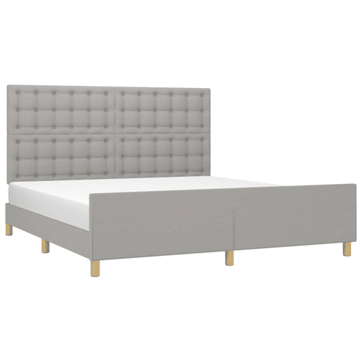 Estrutura De Cama De Casal - 180x200 cm tecido cinzento-claro