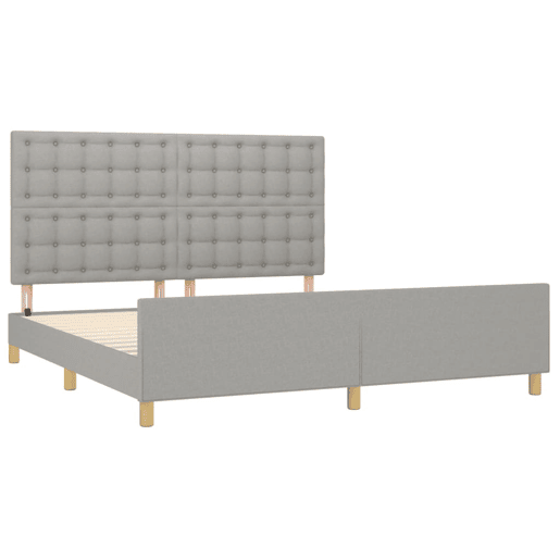 Estrutura De Cama De Casal - 180x200 cm tecido cinzento-claro