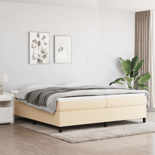 Estrutura de Cama de casal moderno com molas 200x200 cm tecido cor creme