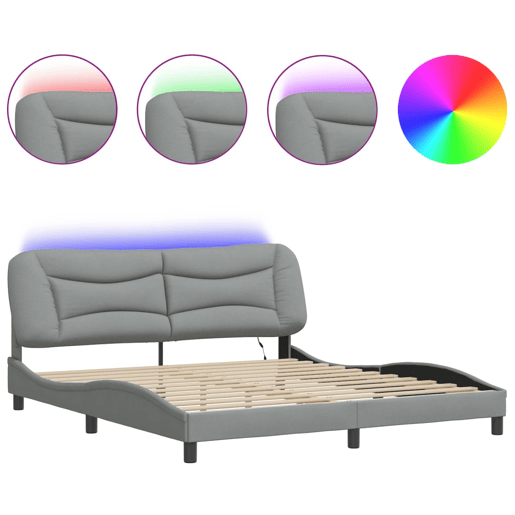 Estrutura de Cama de casal moderno com LED - 180x200 cm tecido