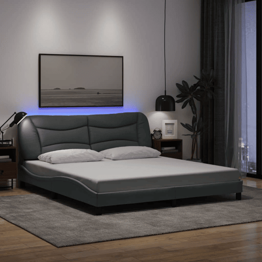 Estrutura de Cama de casal moderno com LED - 180x200 cm tecido