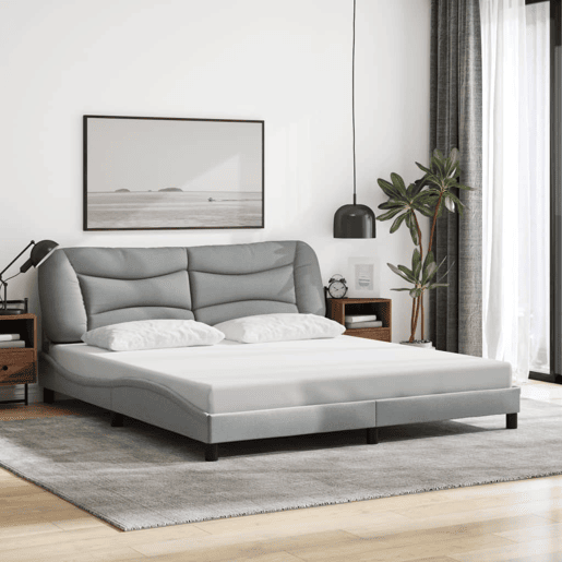 Estrutura de Cama de casal moderno com LED - 180x200 cm tecido