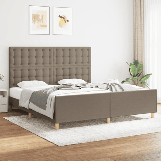 Estrutura de Cama de casal moderno 180x200 cm tecido castanho-acinzentado