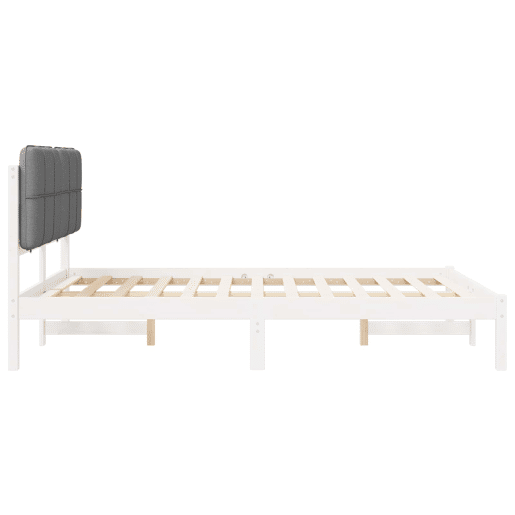 Estrutura de Cama de casal moderno com Cabeceira Estofada Cinzento-claro