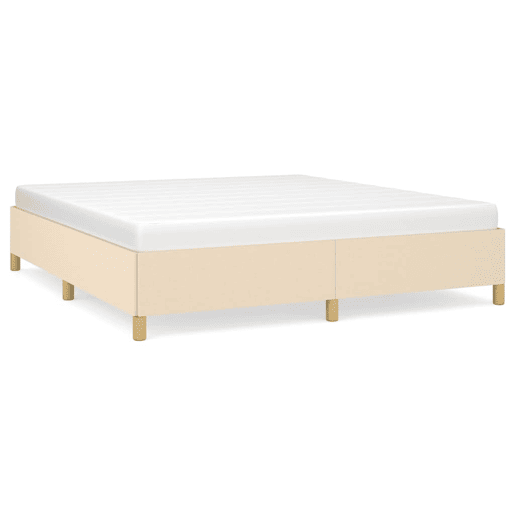 Estrutura de Cama de casal moderno com molas 160x200 cm tecido cor creme