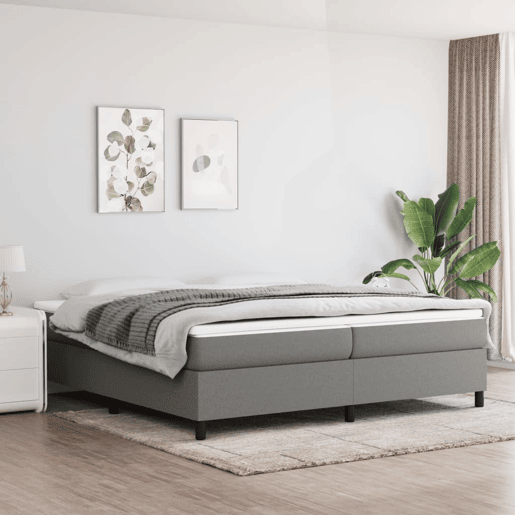 Estrutura de Cama de casal moderno com molas 200x200 cm tecido cinzento-escuro