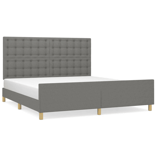 Estrutura de Cama de casal para adultos 180x200 cm tecido cinzento-escuro