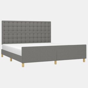 Estrutura de Cama de casal para adultos 180x200 cm tecido cinzento-escuro