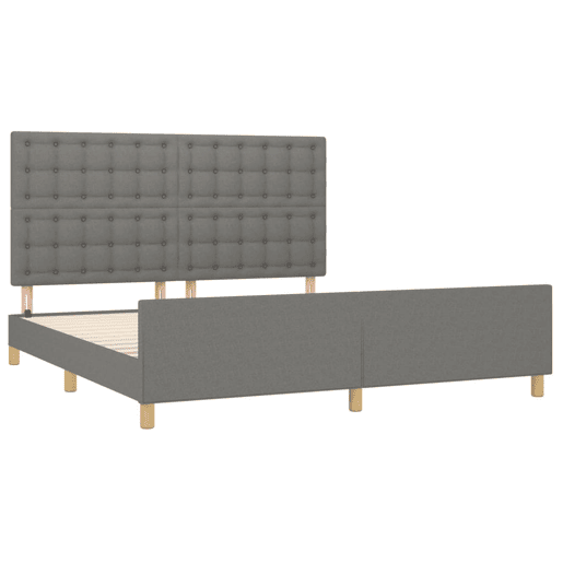 Estrutura de Cama de casal para adultos 180x200 cm tecido cinzento-escuro