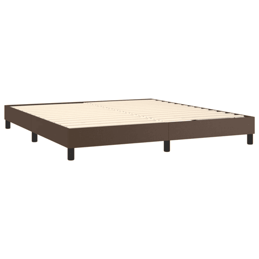 Estrutura de Cama de casal moderno com molas 180x200cm couro artificial castanho