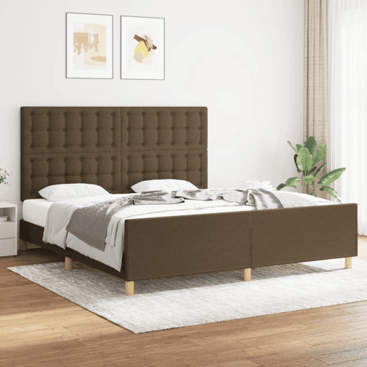 Estrutura de Cama de casal moderno 180x200 cm tecido castanho-escuro