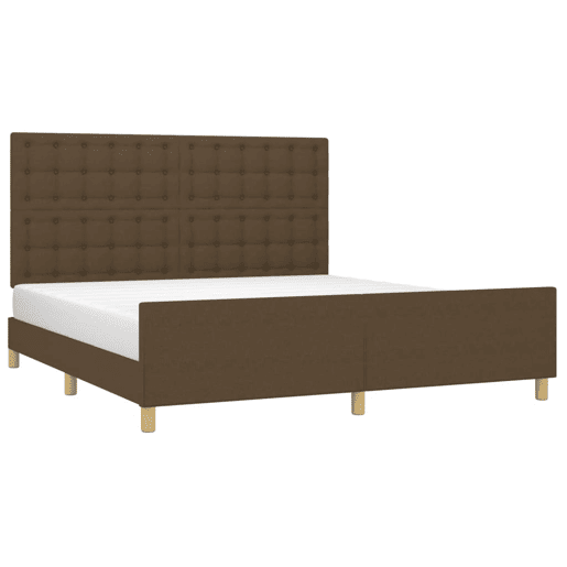 Estrutura de Cama de casal moderno 180x200 cm tecido castanho-escuro