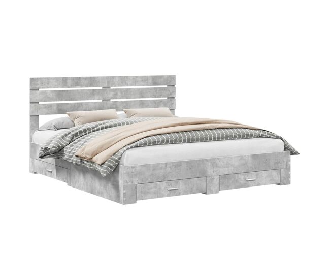 Estructura de cama Doble matrimonial con cajón con cabecera Madera contrachapada
