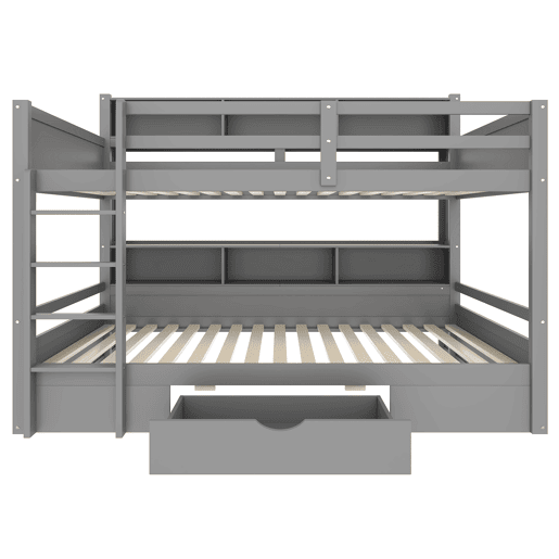 Litera 90x200 cm - com gavetas, com compartimentos de arrumação, sem colchão - Cinza