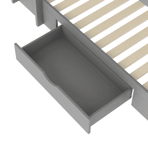 Litera 90x200 cm - com gavetas, com compartimentos de arrumação, sem colchão - Cinza