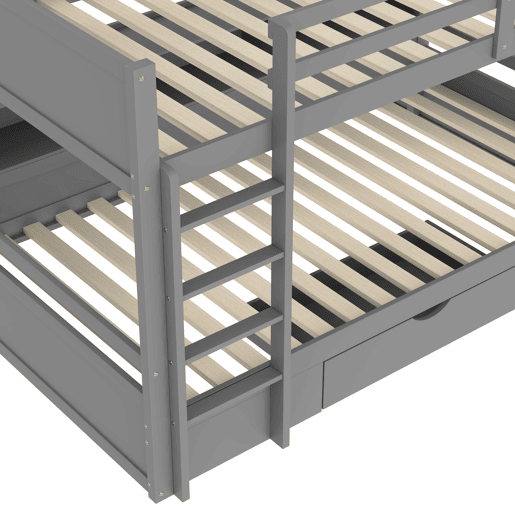 Litera 90x200 cm - com gavetas, com compartimentos de arrumação, sem colchão - Cinza