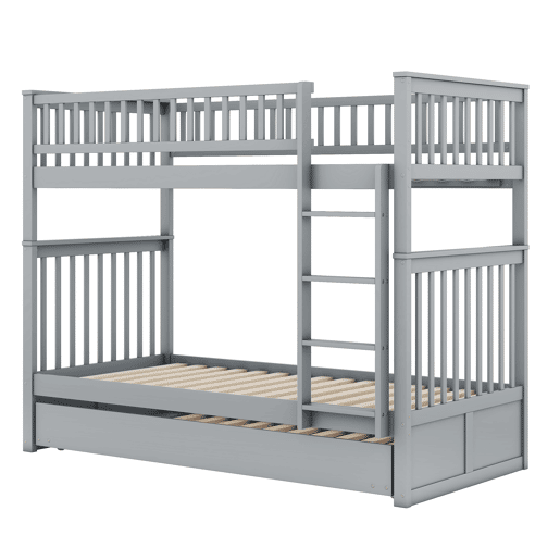 Beliche 2x90x200cm com cama de rodízio 90x190cm - com corrimão e escada - Cinzento